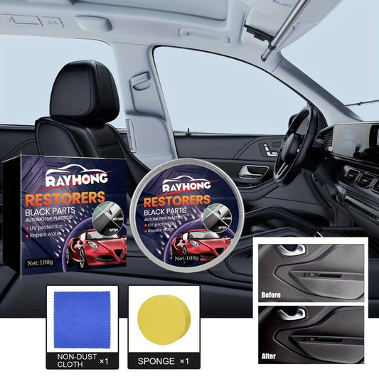 Car Plastic Repair Wax Interior Seat Cleaning Maintenance 100g Sponge Cloth