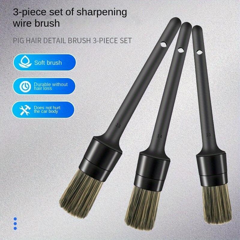 3pcs Car Cleaning Wire Brush Set for Interior and Exterior Cleaning