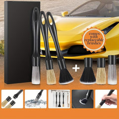 6pc Car Detail Brush Set Wheel Hub Soft Bristle Gap Interior Cleaning