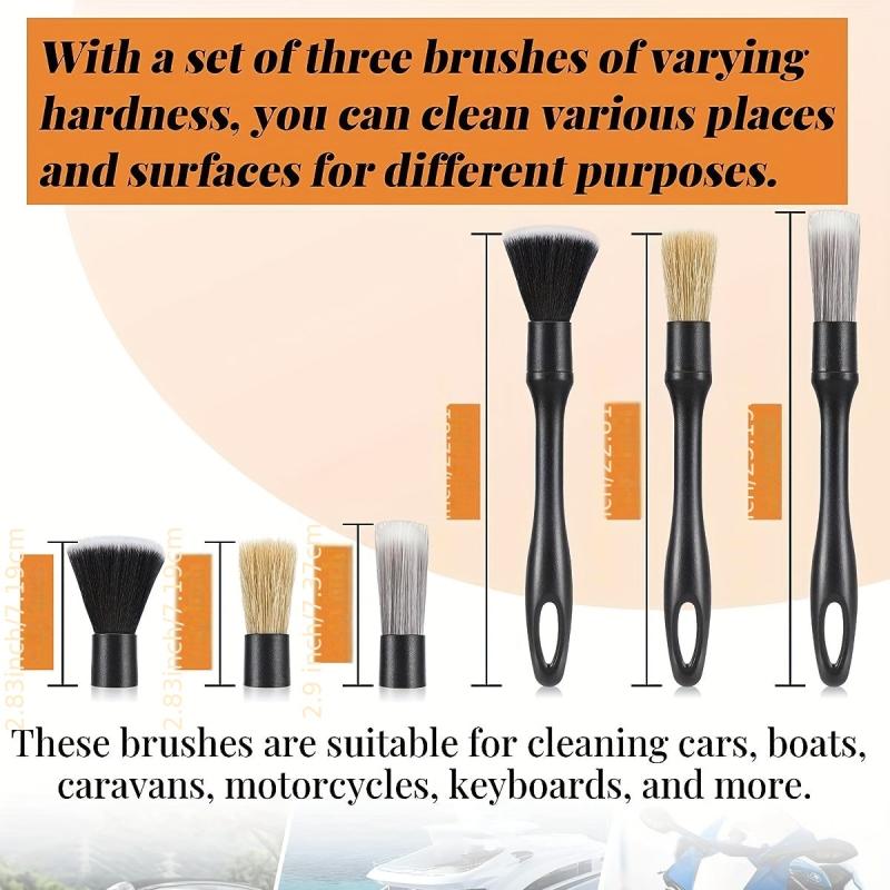 6pc Car Detail Brush Set Wheel Hub Soft Bristle Gap Interior Cleaning