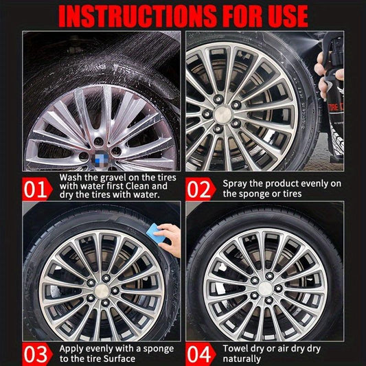 Tire Gloss Spray Kit for Car Tires, Hub Cleaner & Rubber Protector