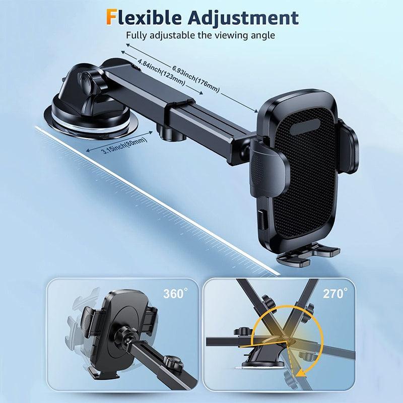 Secure Phone Holder Long Arm Suction Cup Mount Stand