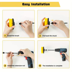 Drill Brush Attachment Set Power Scrubber Cleaning Kit Extend Long Attachment