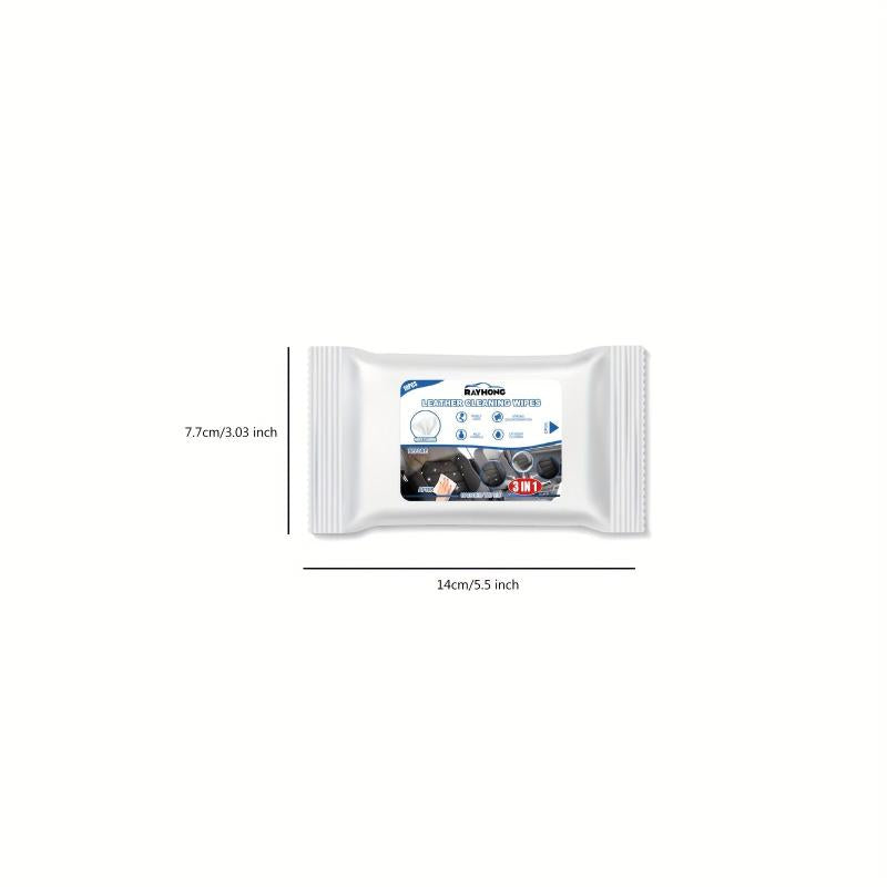 Car Leather Cleaning Wipes - Stain Removal & Waterless Seat Upholstery - 3 in 1