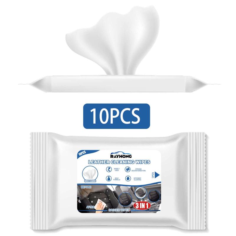 Car Leather Cleaning Wipes - Stain Removal & Waterless Seat Upholstery - 3 in 1