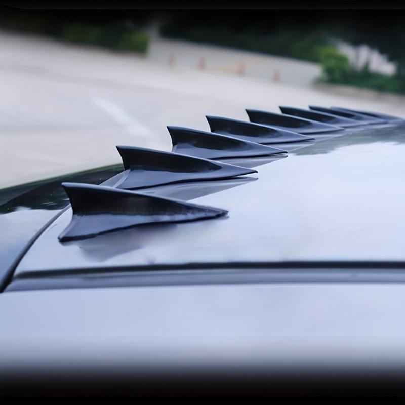 10pcs Carbon Fiber Car Spoiler Shark Fin Universal Roof Tail Wing Sticker