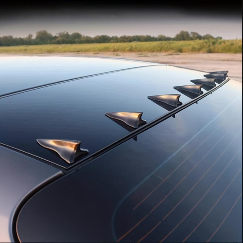 10pcs Carbon Fiber Car Spoiler Shark Fin Universal Roof Tail Wing Sticker