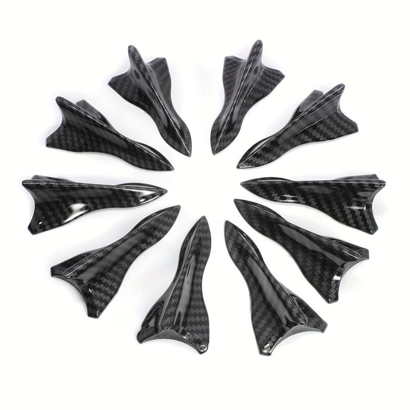 10pcs Carbon Fiber Car Spoiler Shark Fin Universal Roof Tail Wing Sticker