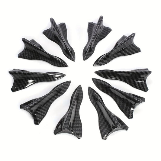 10pcs Carbon Fiber Car Spoiler Shark Fin Universal Roof Tail Wing Sticker