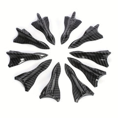 10pcs Carbon Fiber Car Spoiler Shark Fin Universal Roof Tail Wing Sticker
