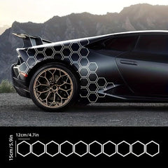 10pcs Reflective Car Body Stickers Hexagon Pattern Side Door Stickers