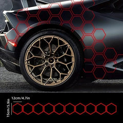 10pcs Reflective Car Body Stickers Hexagon Pattern Side Door Stickers