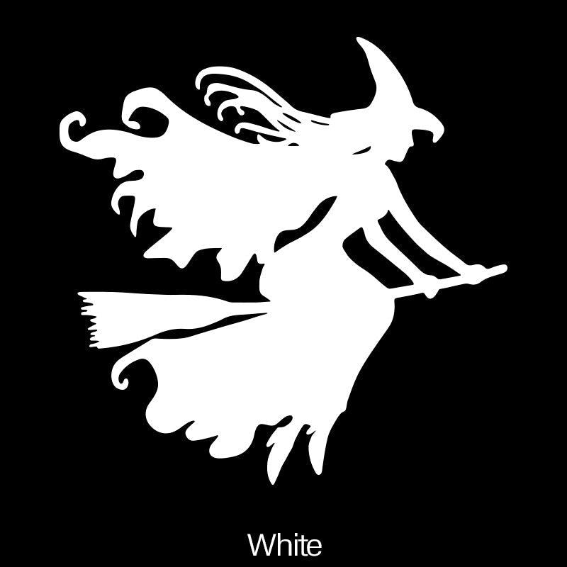 Witch On Broomstick Sticker for Halloween Fun