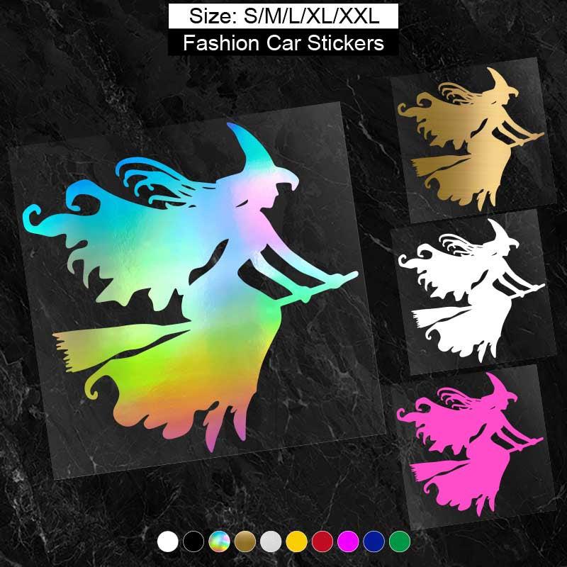 Witch On Broomstick Sticker for Halloween Fun
