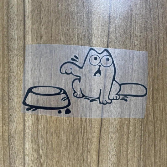 Adorable Cat Food Bowl Vinyl Decal for Your Car