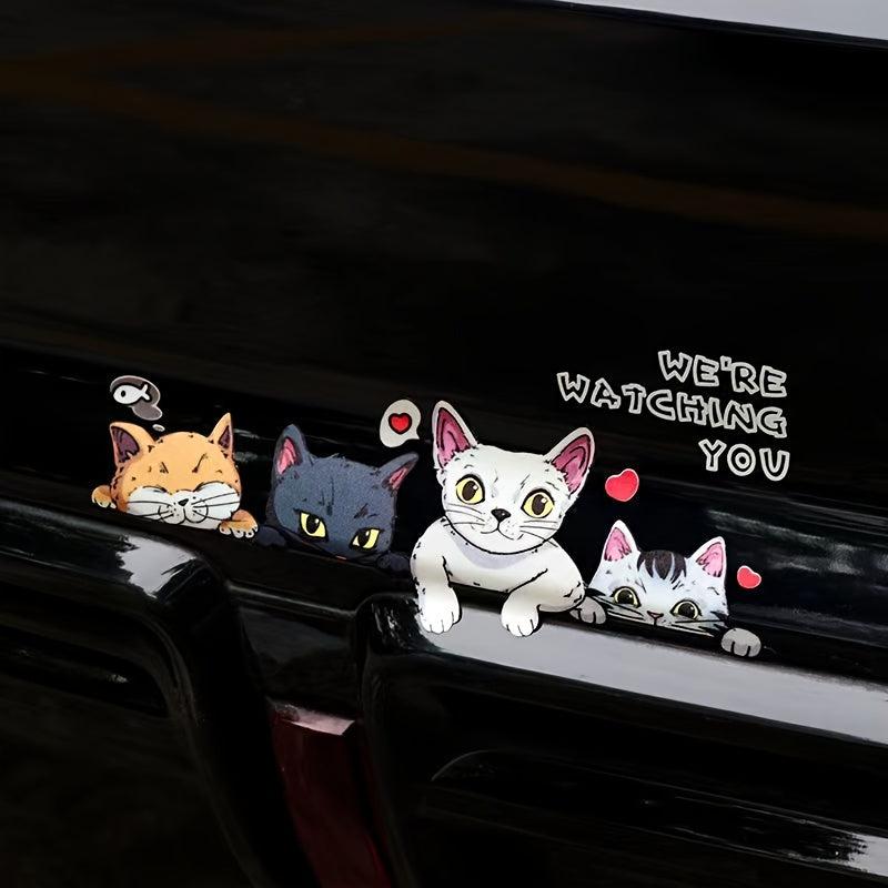 Cartoon Cat Reflective Waterproof Car Window Bumper Stickers