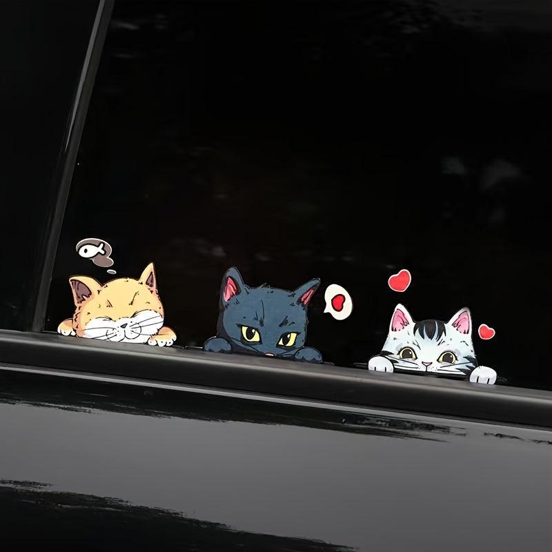 Cartoon Cat Reflective Waterproof Car Window Bumper Stickers