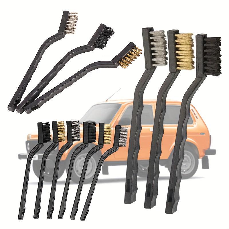 12pcs Wire Brush Set Cleaning Brush w/ Handle Crevice Brush