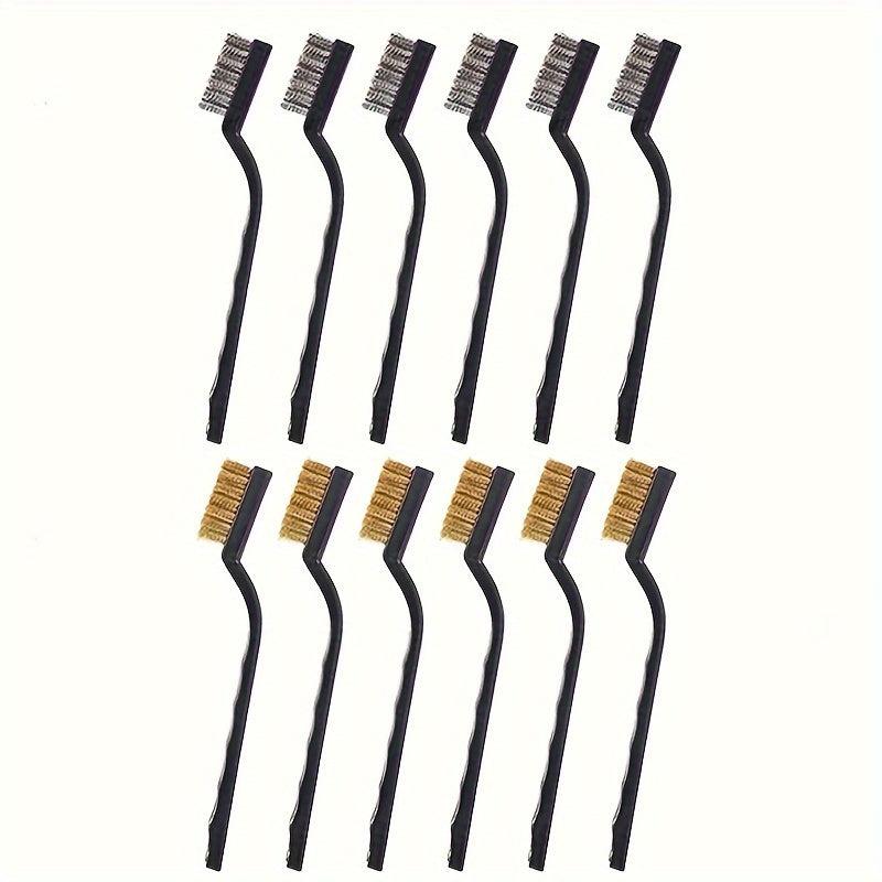 12pcs Wire Brush Set Cleaning Brush w/ Handle Crevice Brush