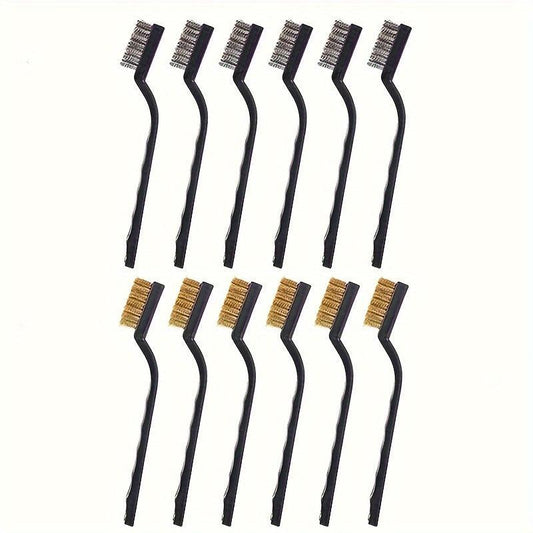 12pcs Wire Brush Set Cleaning Brush w/ Handle Crevice Brush
