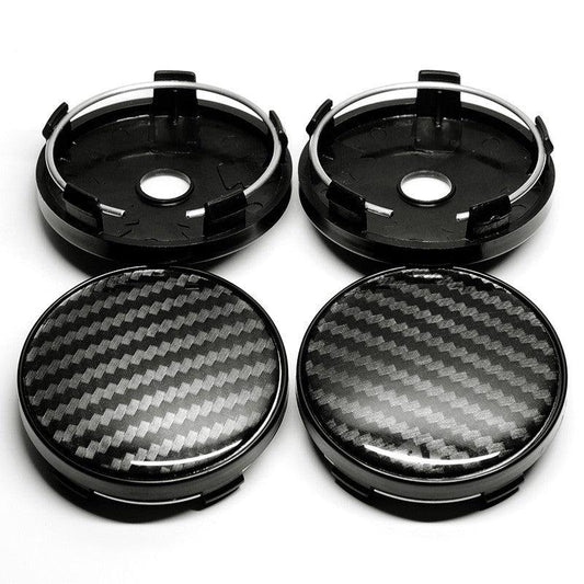 4pcs 60mm Aluminum Resin 3D Carbon Fiber Wheel Center Hub Cap