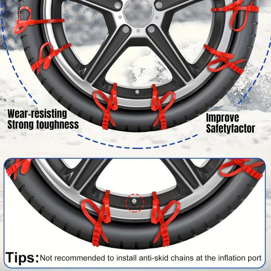 10pcs Snow Chain Emergency Winter Adjustable Skid Tire Chain for Most Cars Truck