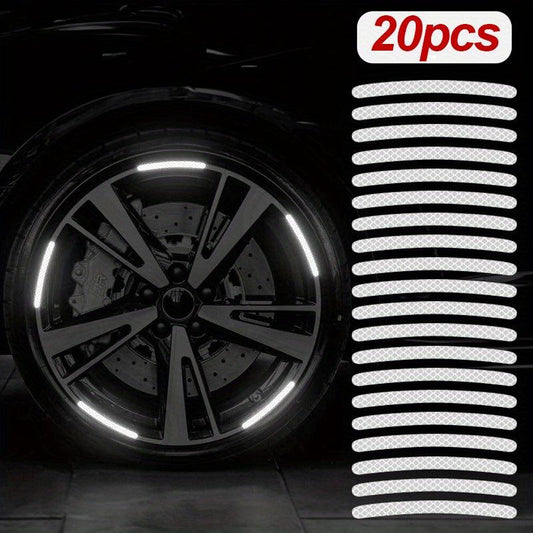 20pcs Car Wheel Hub Reflective Sticker Colorful Luminous Night Stripe