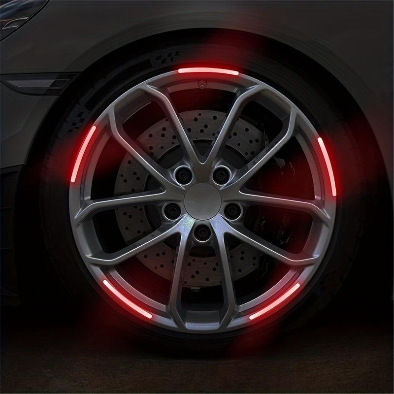 20pcs Red Car Wheel Hub Reflective Stickers Night Stickers