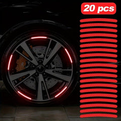20pcs Red Car Wheel Hub Reflective Stickers Night Stickers