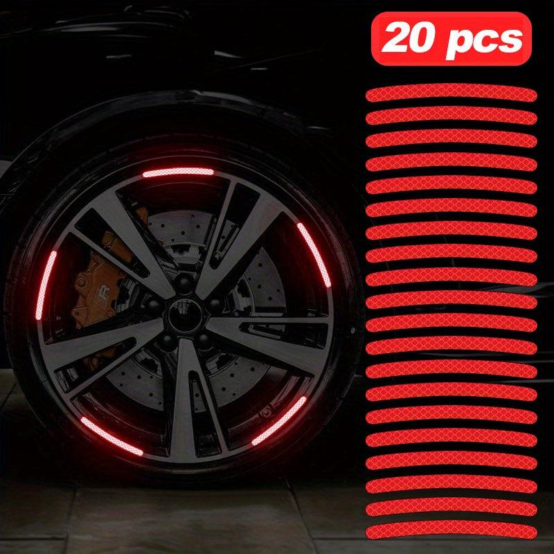 20pcs Red Car Wheel Hub Reflective Stickers Night Stickers
