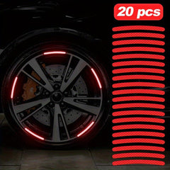 20pcs Red Car Wheel Hub Reflective Stickers Night Stickers