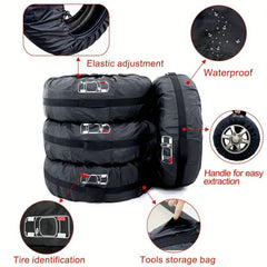 Waterproof 4pcs Set Spare Tire Cover Polyester Car Tires Storage Bag