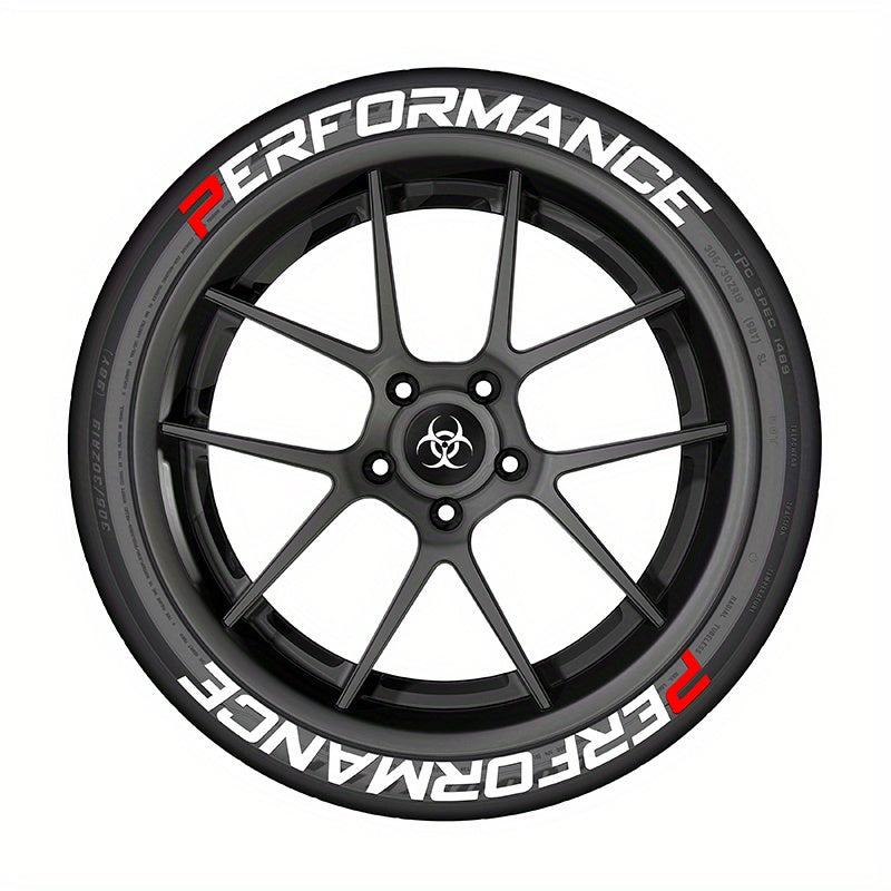8Pcs Car Tire Letter Stickers PERFORMANCE 3D Waterproof PVC