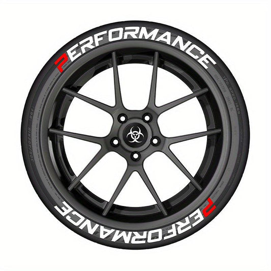 8Pcs Car Tire Letter Stickers PERFORMANCE 3D Waterproof PVC