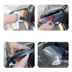 2pcs Carbon Fiber Look Mirror Rain Visor Sun Shade Guard Cover