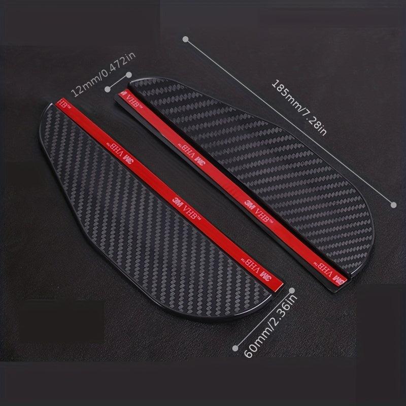 2pcs Carbon Fiber Look Mirror Rain Visor Sun Shade Guard Cover