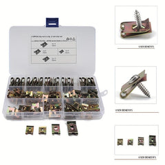 110pcs Steel Clip Nut Reed Fastener Assortment for Car & Motorcycle Trim Panel