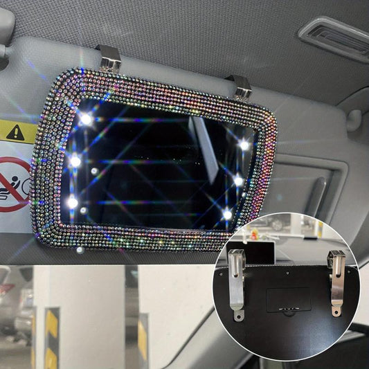 Car Sun Visor Set Diamond Led Lighted Makeup Mirror