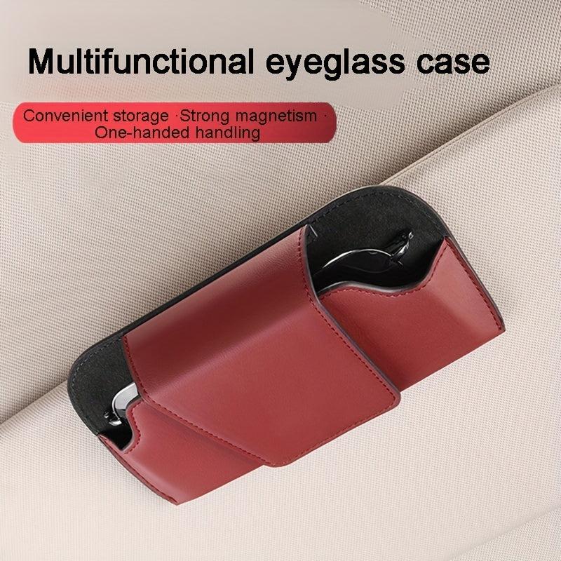 Car Sun Visor Glasses Clip Leather Storage Box