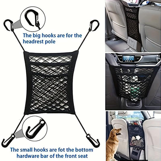 Car Mesh Organizer Seat Back Net Bag Barrier - Upgrade Stretch Length