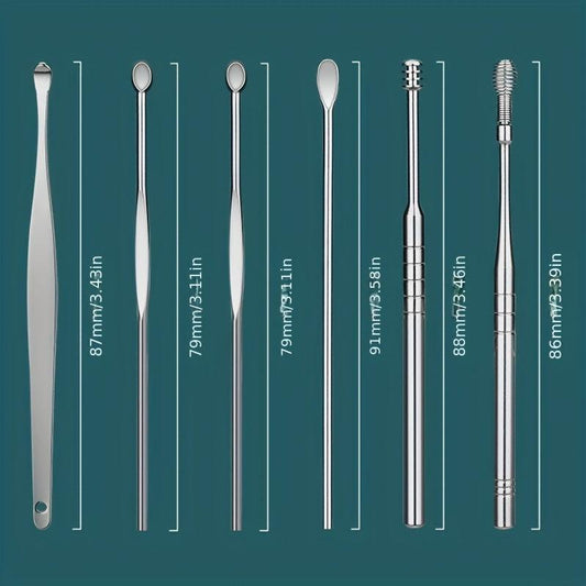 6pcs Stainless Steel Ear Cleaning Tool Set Ear Wax Remover & Protector