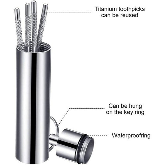 Titanium Steel Toothpicks Dental Floss Outdoor Camping