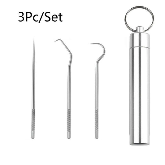 Titanium Steel Toothpicks Dental Floss Outdoor Camping