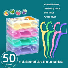 50pcs Ultra Fine Floss Stick Mint Flavor High Pull Boxed