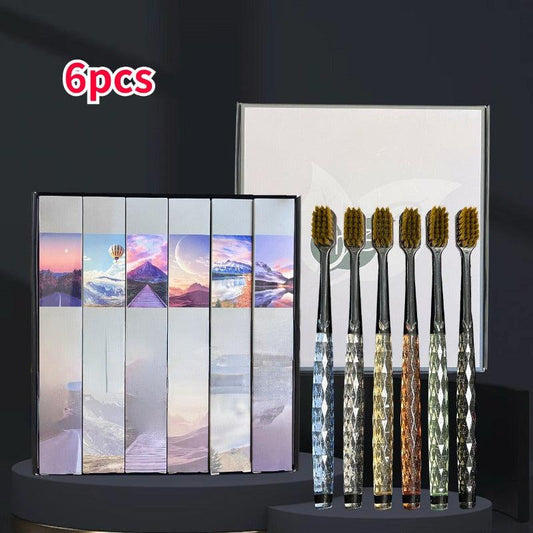 6pcs High Toothbrush with Crystal Handle