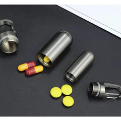 Portable Waterproof Pill Case Titanium Travel Pill Container Keychain