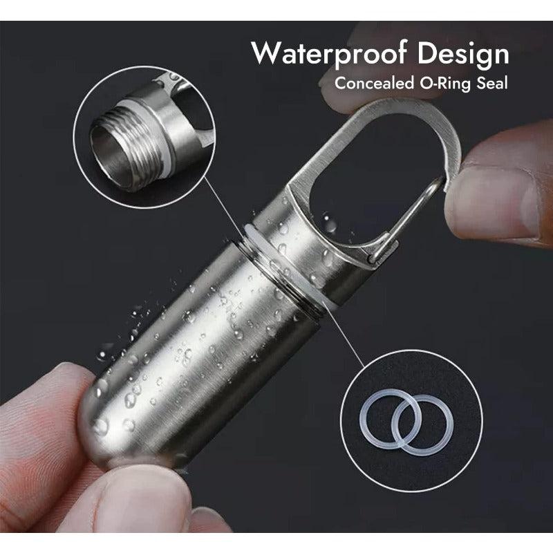 Portable Waterproof Pill Case Titanium Travel Pill Container Keychain