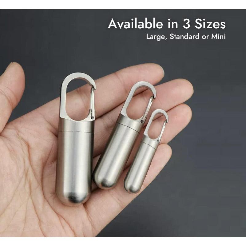 Portable Waterproof Pill Case Titanium Travel Pill Container Keychain
