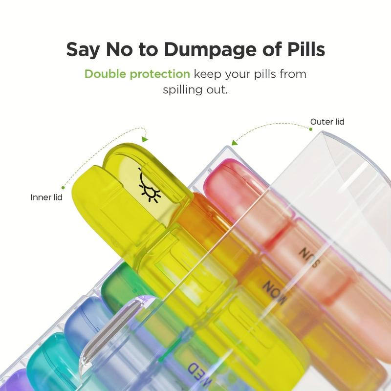 Pill Box 7 Days Organizer 21 Grids 3 Times Portable Travel Large Compartments