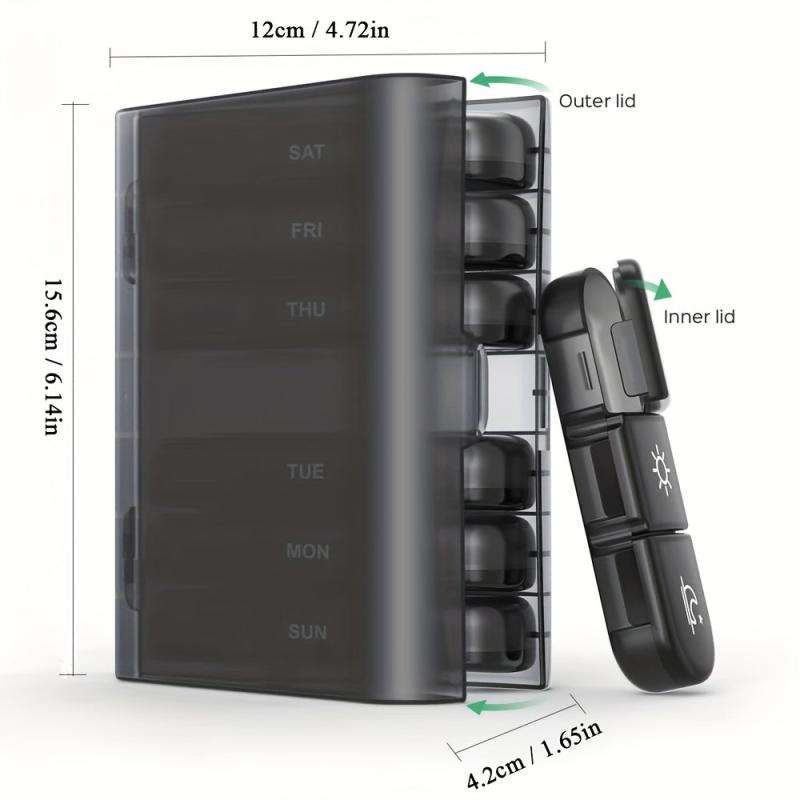 Pill Box 7 Days Organizer 21 Grids 3 Times Portable Travel Large Compartments